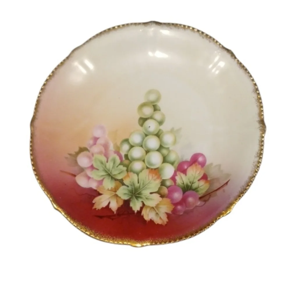 Vintage Decorative Plate with Grapes Design